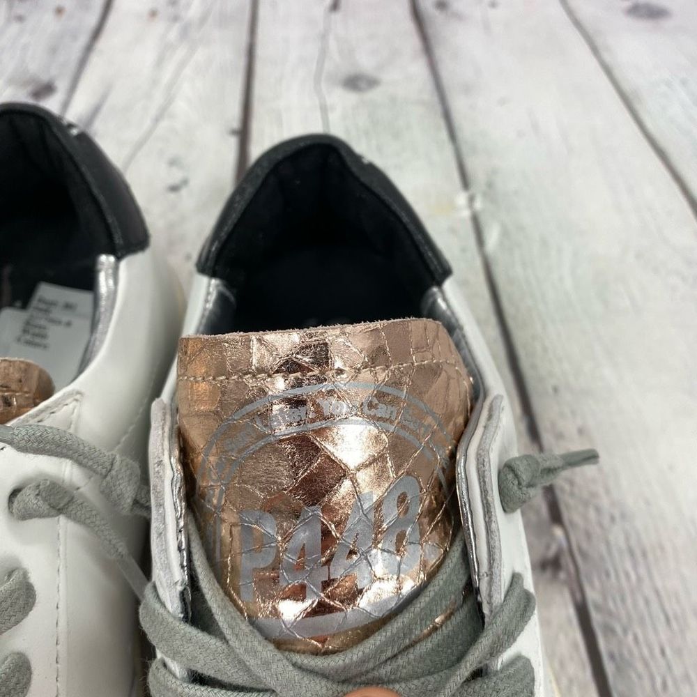 P448 White Sneakers with Rose Gold Accents - Picture 3 of 10